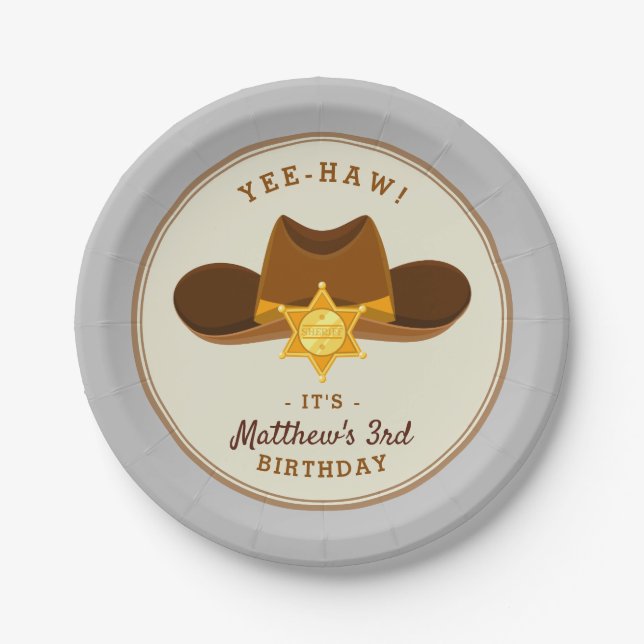 Saloon Birthday Wild West Party Boys Cowboy Theme  Paper Plate (Front)