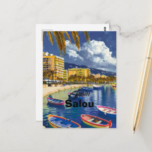 Salou Spain Travel Postcard Art, Spain Travel Post