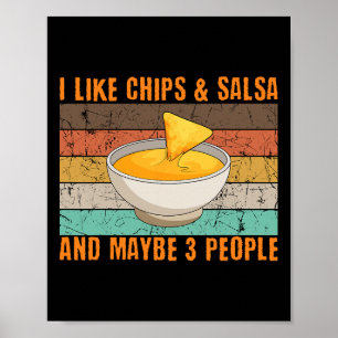 Salsa And Chips Intovert Retro Vintage Mexican Cin Poster