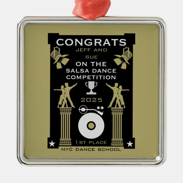 Salsa Dance Competition Winners Metal Tree Decoration (Front)