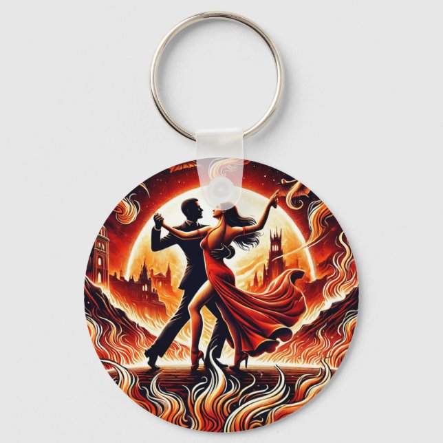 Salsa Dance in Hell Keyring – Bold, Fiery Design (Front)