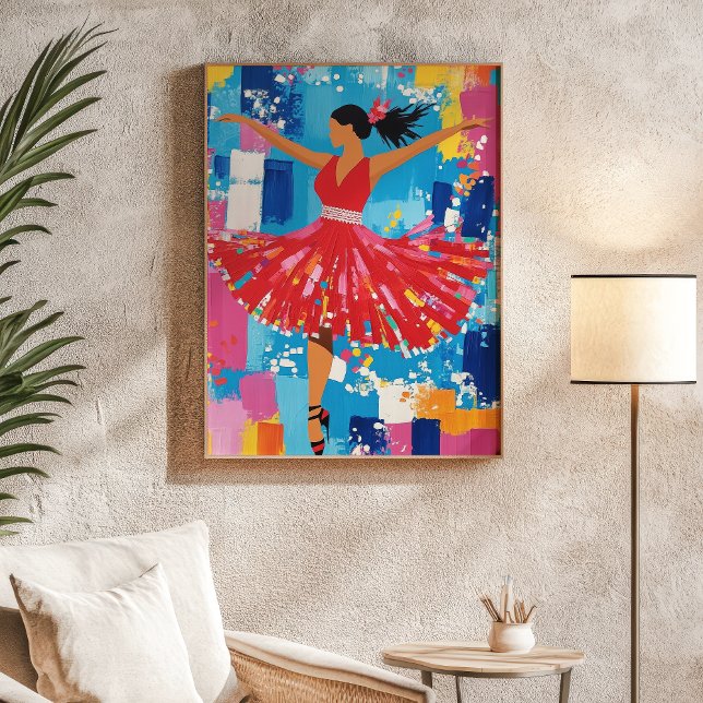 Salsa Dancer Red Dress Abstract Wall Art (Creator Uploaded)