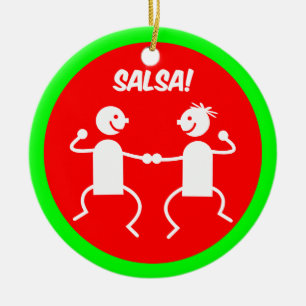 Salsa dancers ceramic tree decoration