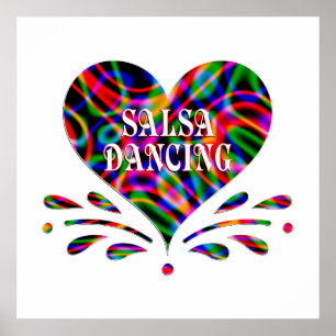 Salsa Dancing Fun Heart Poster
