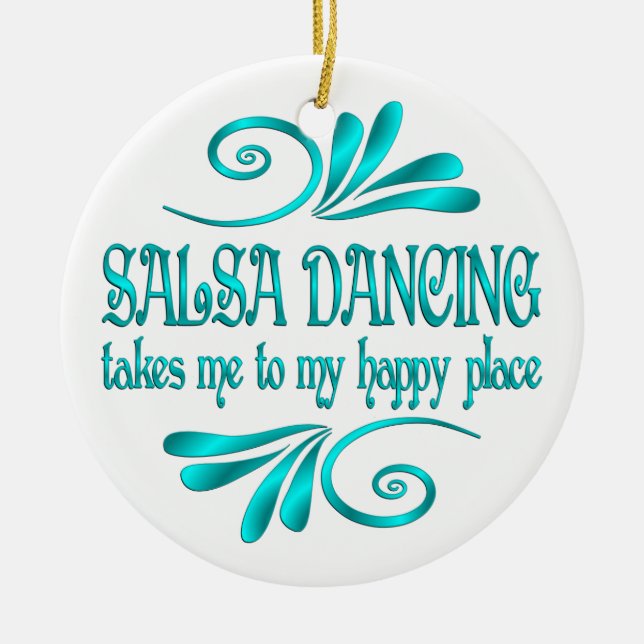Salsa Dancing Happy Place Ceramic Tree Decoration (Front)