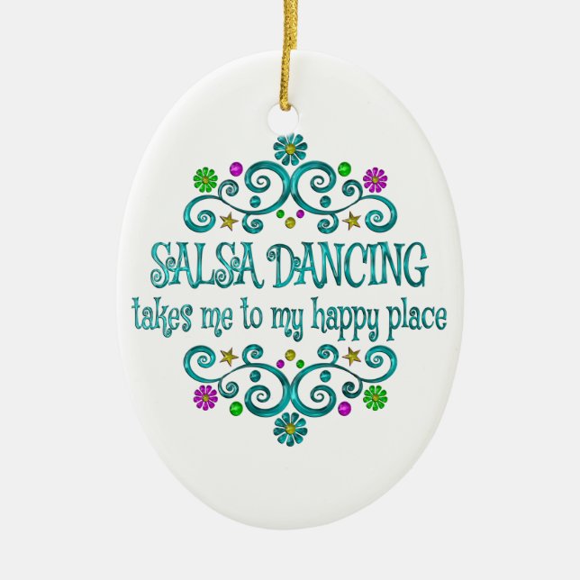Salsa Dancing Happy Place Ceramic Tree Decoration (Front)