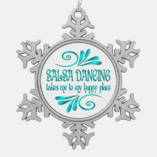 Salsa Dancing Happy Place Snowflake Pewter Christmas Ornament