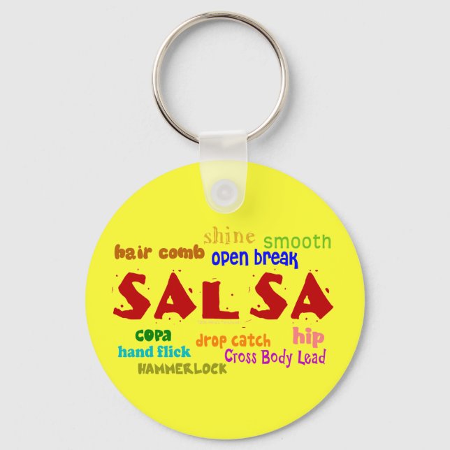 Salsa Dancing Lovers Dance Moves and Terms Key Ring (Front)
