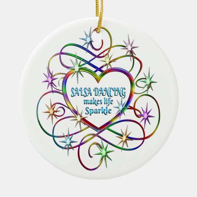 Salsa Dancing Makes Life Sparkle Ceramic Tree Decoration (Front)