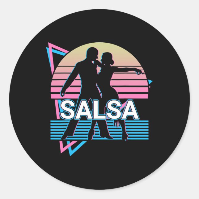 Salsa Dancing Salsa Dancer Retro  Classic Round Sticker (Front)