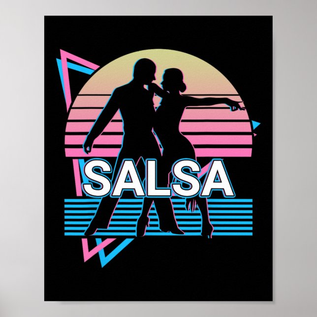 Salsa Dancing Salsa Dancer Retro  Poster (Front)