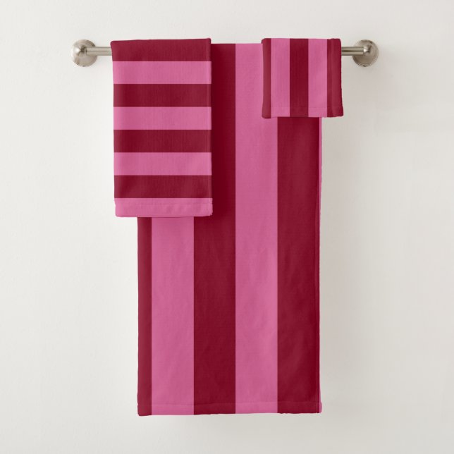 Salsa Flamingo Pink Stripe Bath Towel Set (Insitu)