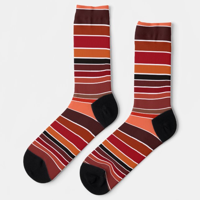 Salsa Guajillo Chile Many Shades of Red Stripes Socks (Left)