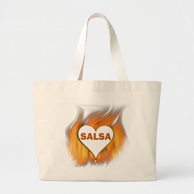 SALSA HEART ON FIRE LARGE TOTE BAG (Front)