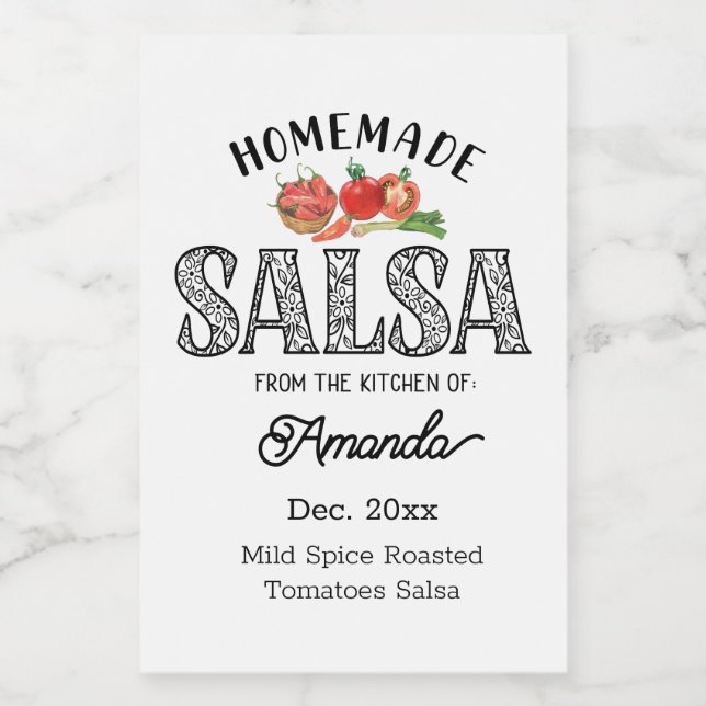 Salsa Homemade From the Kitchen of Name   Food Label (Single Label)
