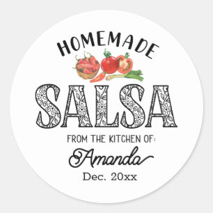 Salsa Homemade From the Kitchen of Name Jar lid Classic Round Sticker