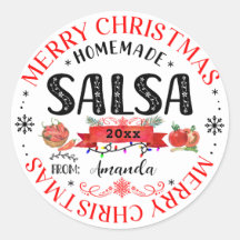 Salsa Homemade Merry Christmas Name Jar lid