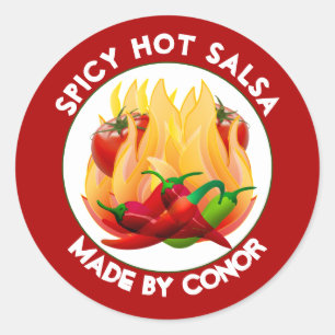 Salsa Hot Flames 3" Circle Classic Round Sticker