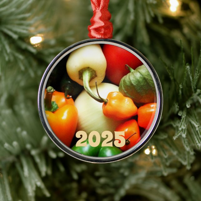 Salsa Items, Tomato, Peppers, Tomatillo, Onion Metal Tree Decoration (Tree)