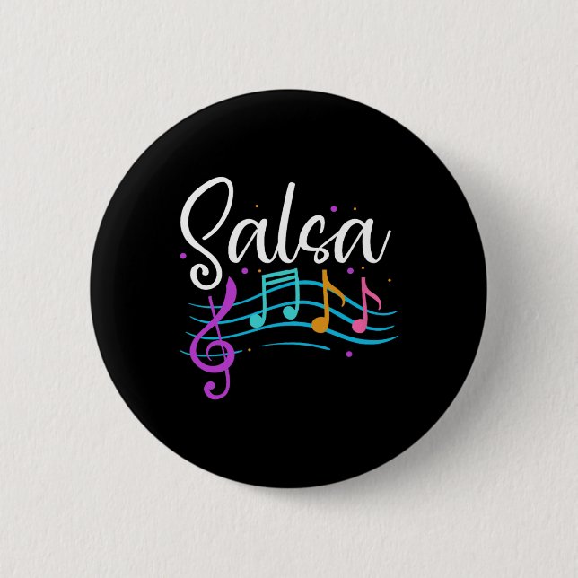 Salsa Musical Notes Latin Music Dance  6 Cm Round Badge (Front)