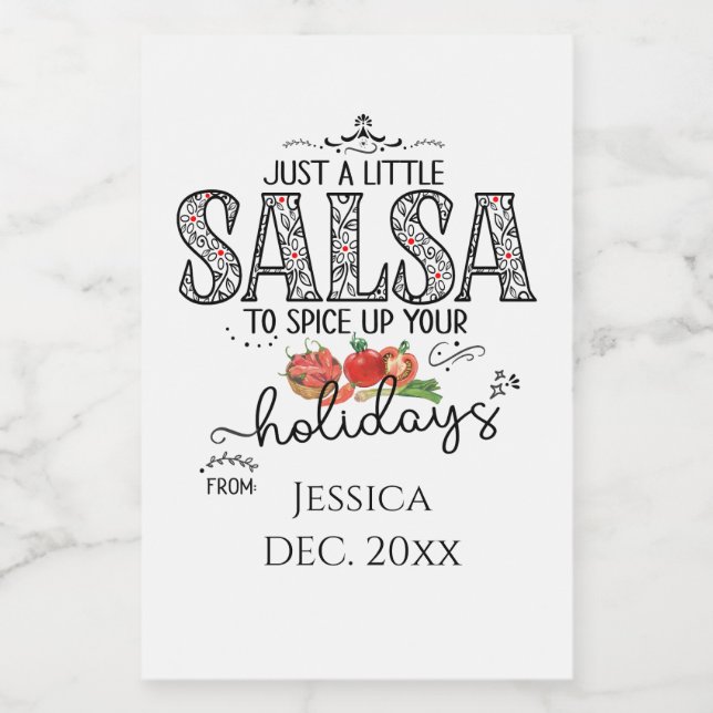 Salsa Spice Up Your Holidays Floral Red Food Label (Single Label)