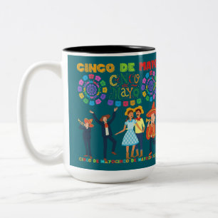 Salsa sunset celebration dark teal Two-Tone coffee mug