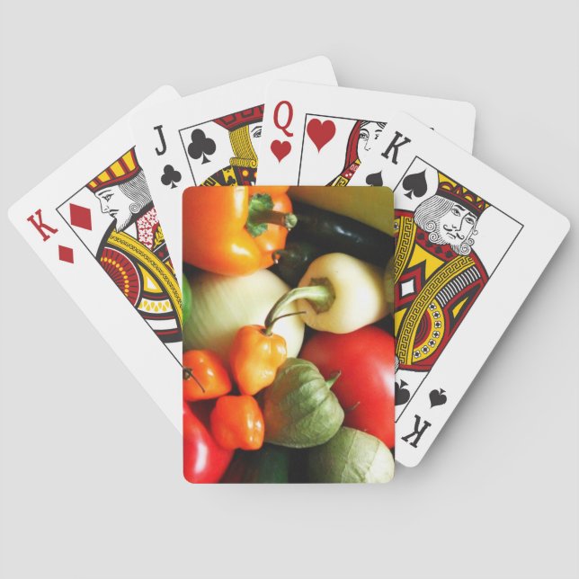 Salsa Vegetables, Tomato, Peppers, Onion Playing Cards (Back)