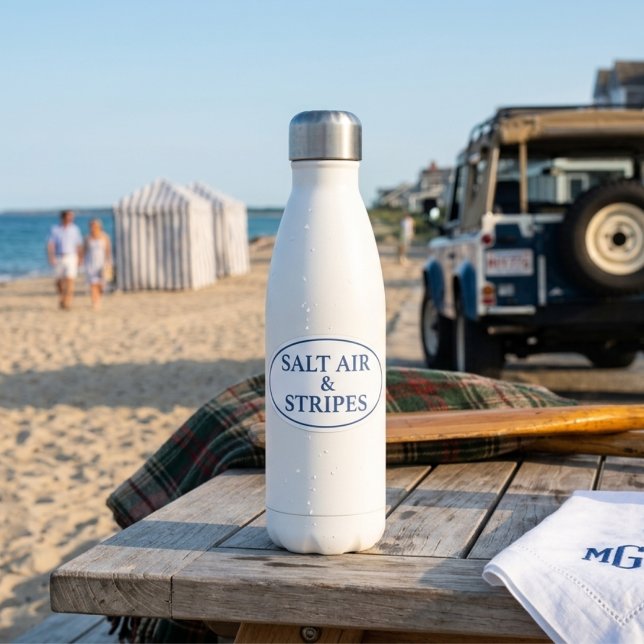 Salt Air & Stripes Preppy Coastal Oval (Display photo produced by AI)