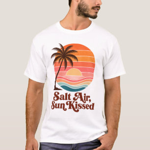 Salt Air Sun Kissed Retro Sunset Palm Tree Beach T-Shirt