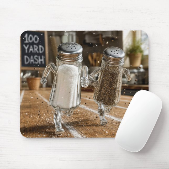 Salt and Pepper 100 Yard Dash Race Mouse Pad (With Mouse)