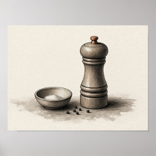 Salt and Pepper Wall Art Kitchen Still Life Poster