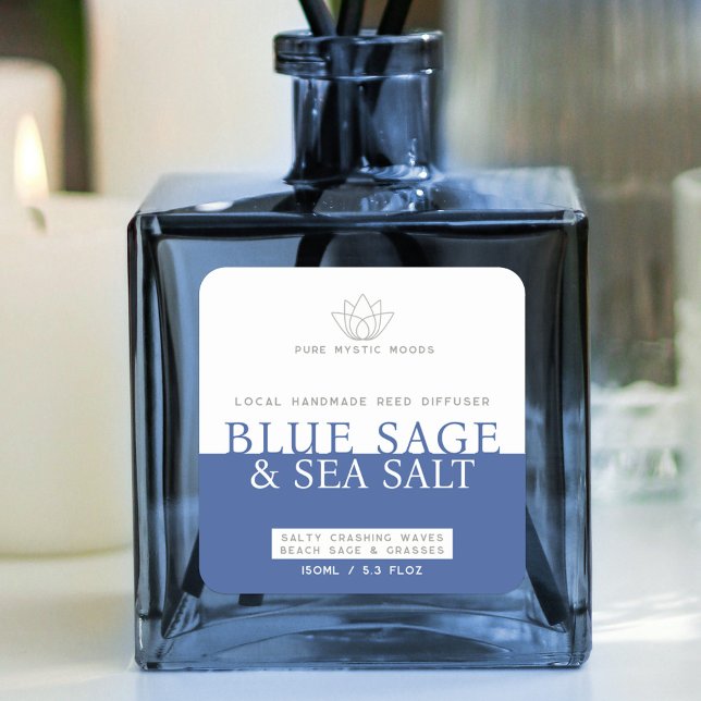 Salt and sea sage blue reed diffuser product label (Creator Uploaded)