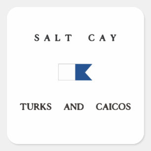 Salt Cay Turks and Caicos Alpha Dive Flag Square Sticker