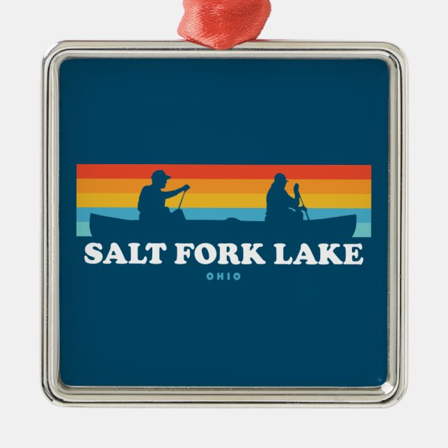 Salt Fork Lake Ohio Canoe Metal Tree Decoration (Front)