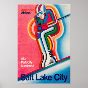 Salt Lake City Art Utah Print American Travel Post