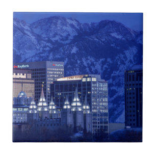 Salt Lake City Downtown Winter Skyline Tile