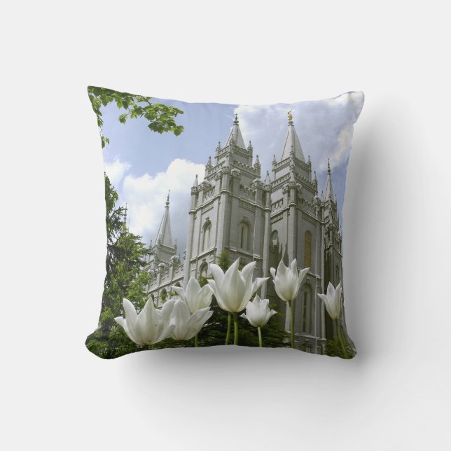Salt Lake City LDS Temple Throw Pillow (Front)