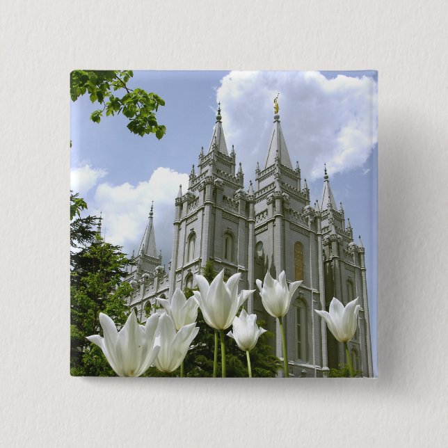 Salt Lake City Mormon Temple 15 Cm Square Badge (Front)
