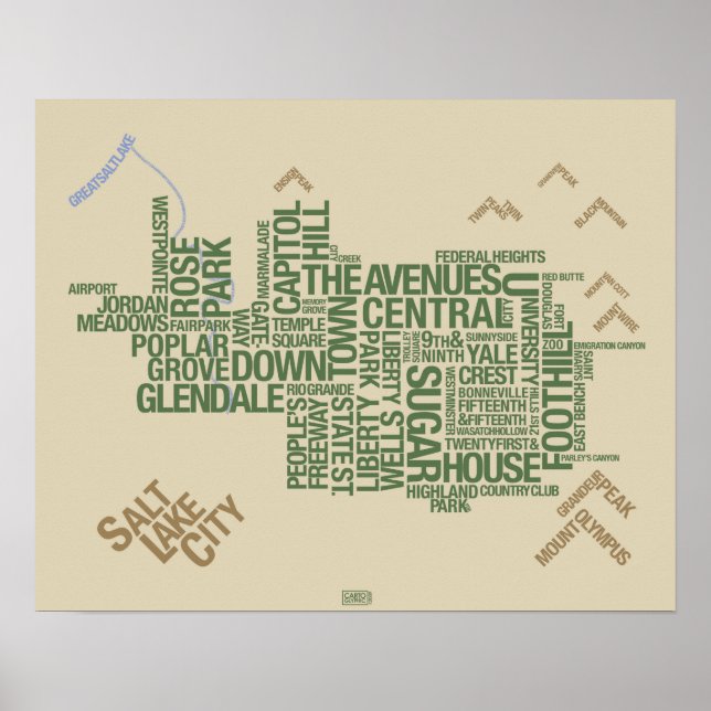 Salt Lake City Neighbourhoods: Wasatch Green Poster (Front)