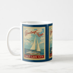 Salt Lake City Sailboat Vintage Travel Utah Coffee Mug