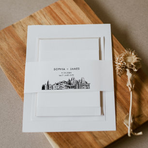 Salt Lake City Skyline Belly Band, 2"x11.5" Invitation Belly Band