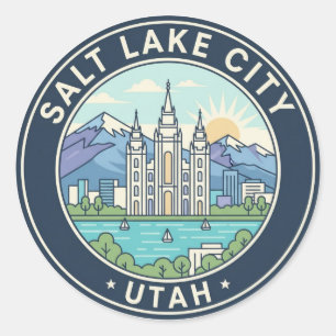 Salt Lake City Skyline Utah Classic Round Sticker