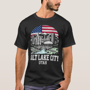 Salt Lake City Utah American Flag T-Shirt
