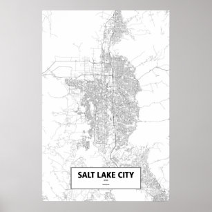 Salt Lake City, Utah (black on white) Poster