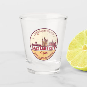 Salt Lake City Utah City Skyline Emblem Shot Glass