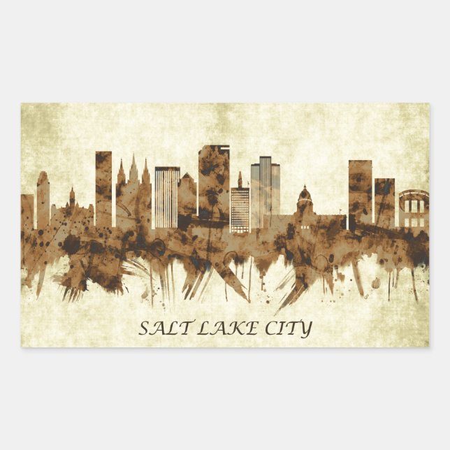 Salt Lake City Utah Cityscape Rectangular Sticker (Front)