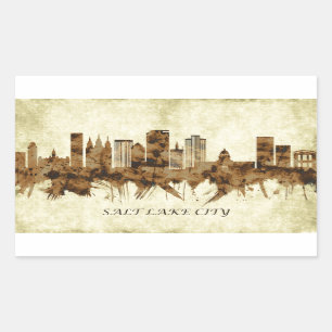 Salt Lake City Utah Cityscape Rectangular Sticker