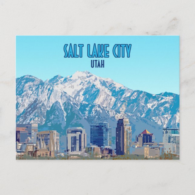 Salt Lake City Utah Downtown Vintage Postcard (Front)