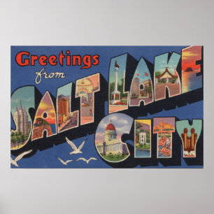 Salt Lake City, Utah - Large Letter Scenes 2 Poster