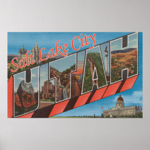 Salt Lake City, Utah - Large Letter Scenes Poster